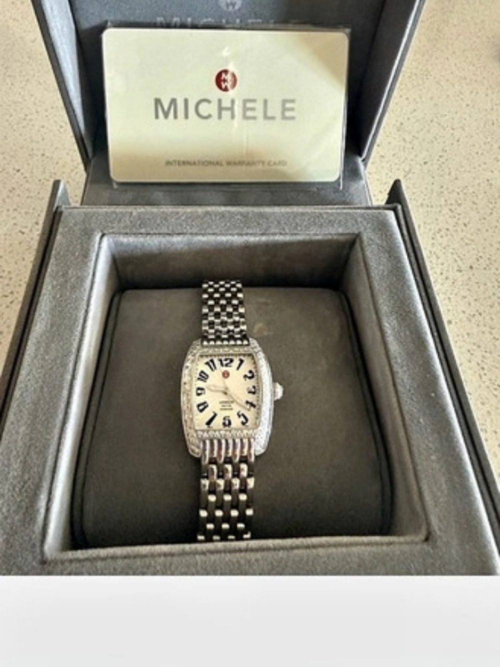Michele Deco Mid Two-Tone Diamond Dial Watch Silver & Gold
